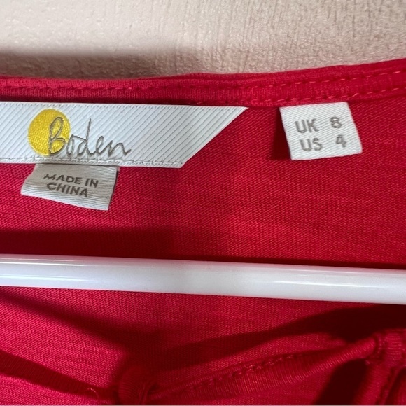 Boden Ayla Jersey Top Sunset Crochet Trim Bell Sleeves Tassels Boho Women’s Sz 4 - Picture 10 of 12